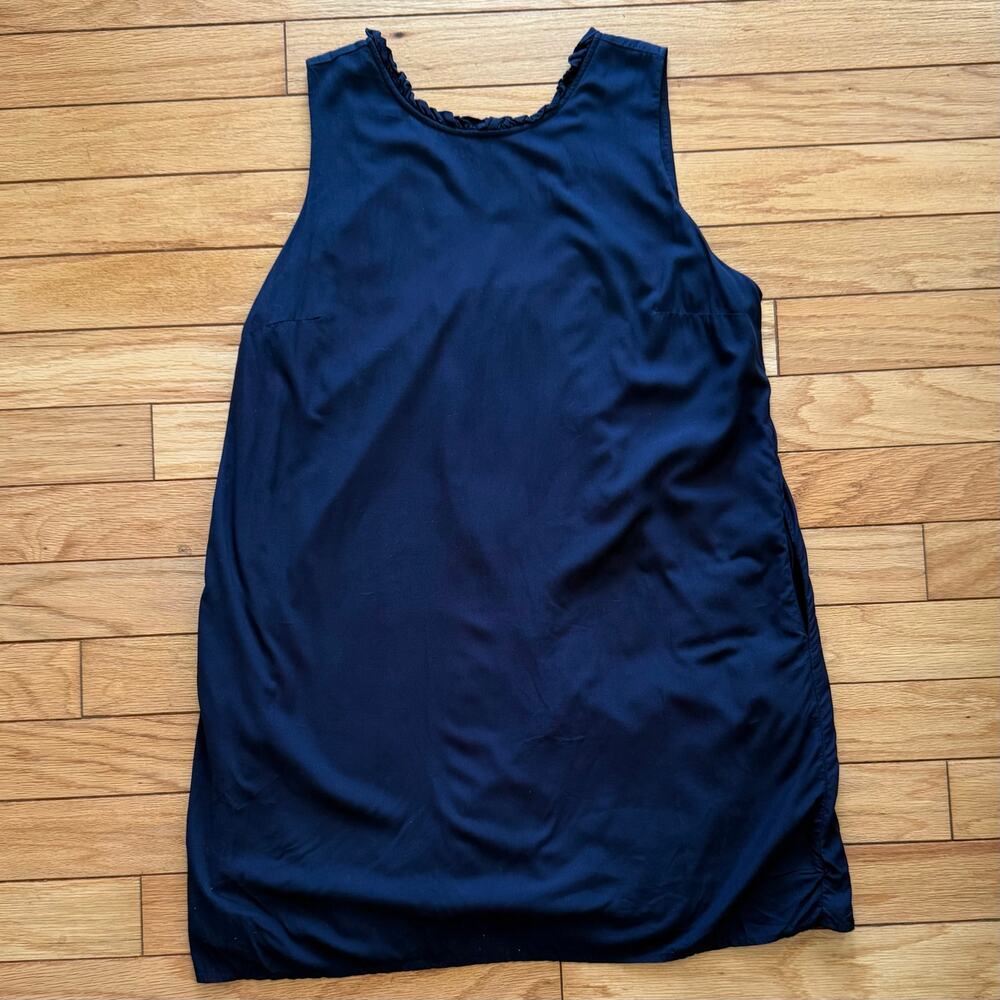 Crown & Ivy Women's Navy Blue Sleeveless Shift Deep Scoop Back Dress - Size 16